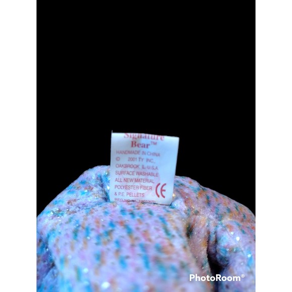 2001 Signature Bear, TY Beanie Baby, Colorful, 9 Inches - Picture 5 of 10
